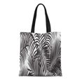 thumbnail image 1 of JSDART Canvas Tote Bag White Modern Black Tropical Palm Trees Pattern Neutral Simple Reusable Handbag Shoulder Grocery Shopping Bags, 1 of 1