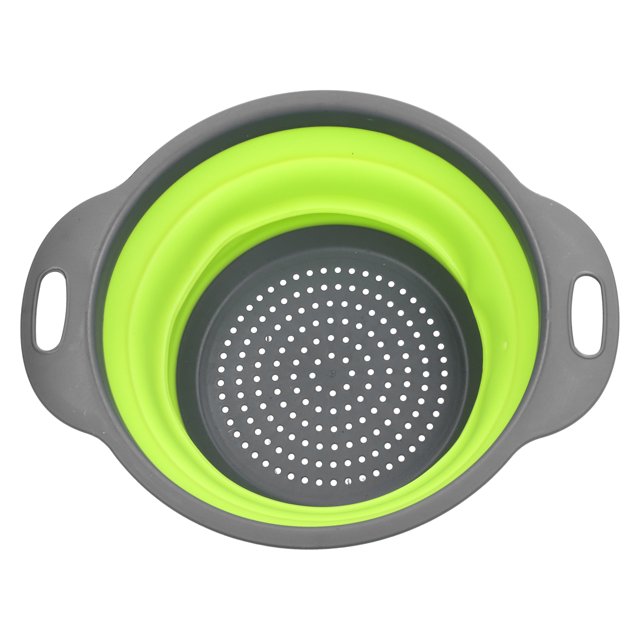 Fruit Colander, Retractable Abrasion Resistance Heat Resistant Drain Basket For Kitchen For Restaurant Green Small