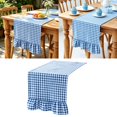 thumbnail image 4 of Blue White Gingham Table Runner Ruffled Fall Table Runner, Rustic Farmhouse Decor Plaid Reusable Table Cloths for Dining Table Kitchen Party, 13.8X47.2In, 1 Pc, 4 of 5