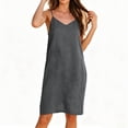 thumbnail image 5 of ClodeEU Women's V Neck Sleeveless Slip Dress, Casual Spaghetti Strap Midi Dress Gray,Women's Plus M, 5 of 7