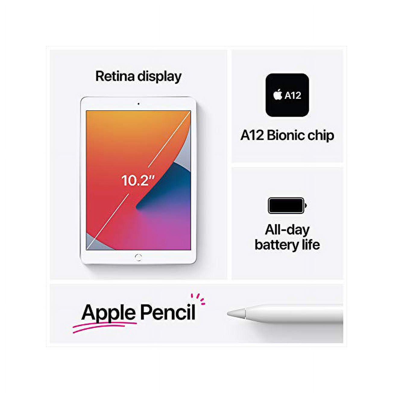 Restored Apple iPad (10.2-inch, Wi-Fi + Cellular, 32GB) - Silver (Latest Model, 8th Generation) (Refurbished)