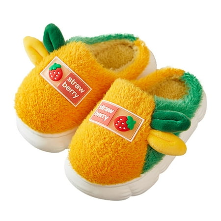 

nsendm Boys Home Slippers Warm Fruit House Slippers For Toddler Lined Winter Indoor Shoes Slippers Boys Shoes Orange 18 Months
