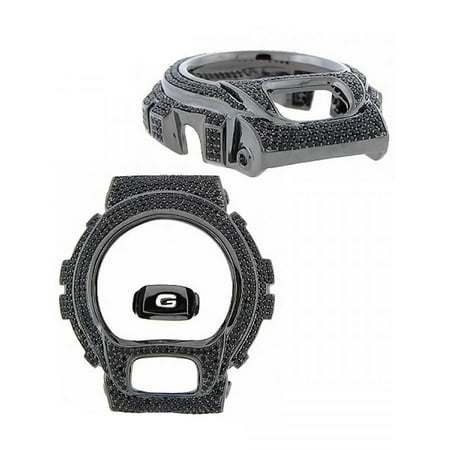 Black Onyx Bezel - DW6900 G Shock Watch Custom Iced Out Black Onyx Simulated Diamonds Bezel Insert Cover Case