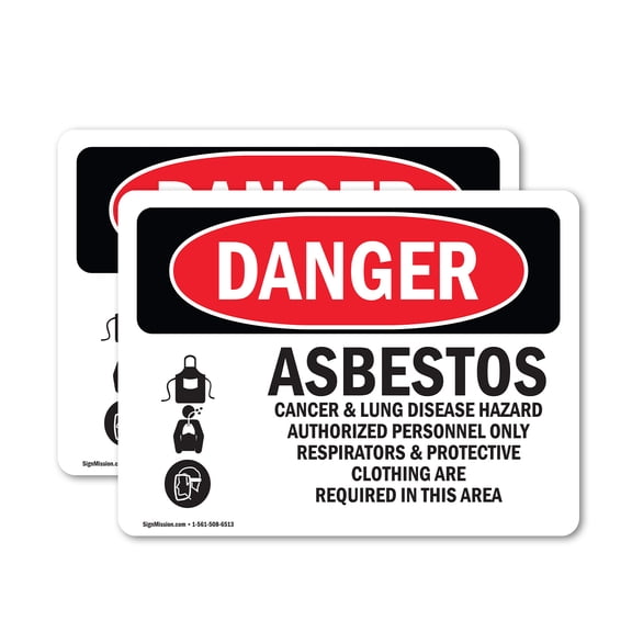 (2 Pack) Asbestos Cancer And Lung Disease Hazard OSHA Danger Sign