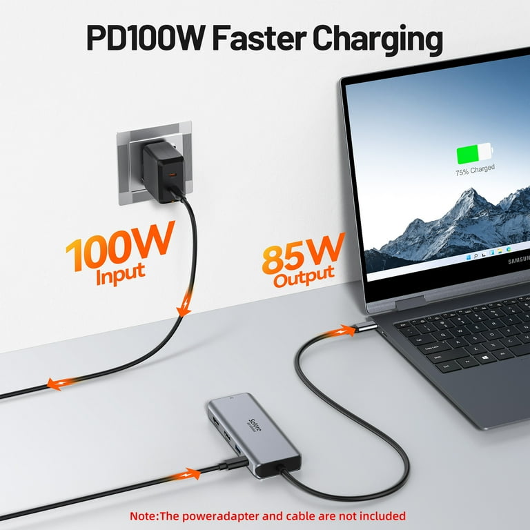 Docking Station USB-C 9 In 1 Per 4 Monitor – Dual HDMI, DisplayPort 8K, VGA, Ethernet 1 Gbps, PD 100W