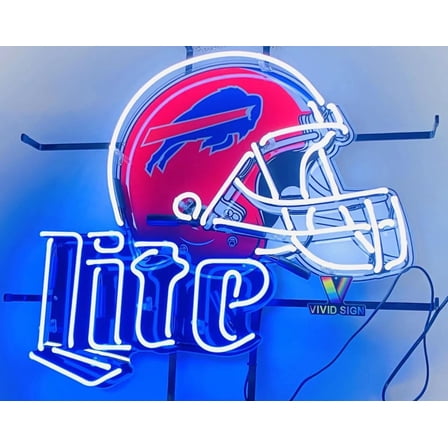 Queen Sense 20"x16" Millers Lite For Buffalos Sports League Bills Team Helmet Neon Sign HD Vivid Printing Handmade Artwork Neon Light 120LBBTHVVD