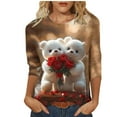 thumbnail image 2 of Qepwscx Womens Shirts 3/4 Long Sleeve Valentine'S Day Crewneck Sweatshirt Love Heart Printed Womens Blouses Plus Size Fall Tops Pullover Sweatshirt Graphic Tshirts Gifts Tee Tops, 2 of 6