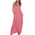 thumbnail image 1 of Vestido de mujer, cuello en V, sin mangas, suelto, maxi, largo, playa, bohemio, vintage, vestido Irfora Rosa XL, 1 of 7