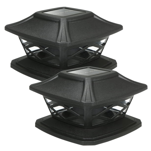 2 PCS 0.2W Solar Post Cap Luz de valla Lámpara de exterior Iluminación Blanco cálido + Modo Abanopi Luz al aire libre