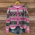 thumbnail image 2 of Uaswgudfs Women's Christmas Fashion Casual Reindeer Patterned Knitted Cardigan Long Sleeve Button Down Crew Neck Casual Jacket for Holiday & Daily Styling Pink XL, 2 of 4