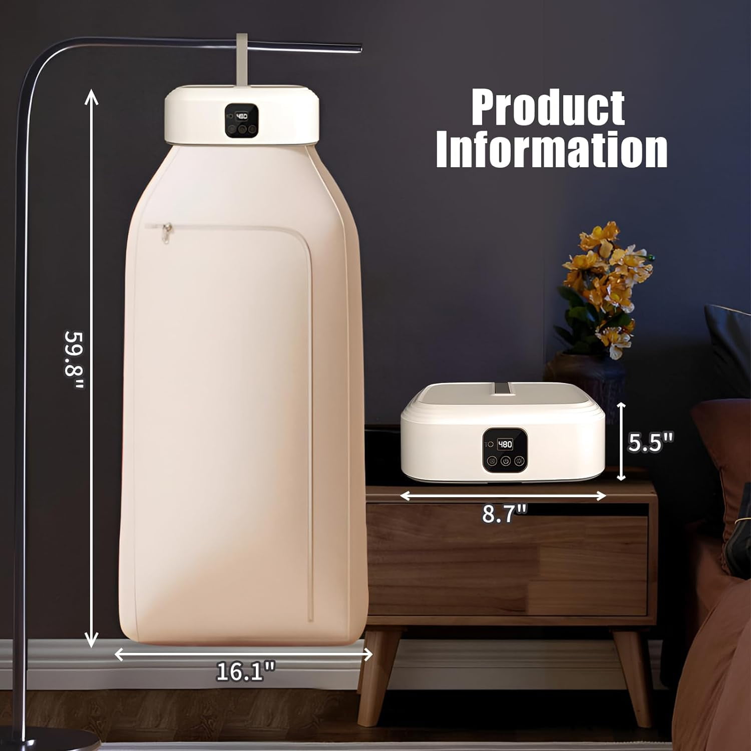 JahyShow Portable Clothes Dryer, Small Dryer with Remote Control, Compact Foldable Travel Clothes Dryer with Dry Bag for RV, Travel, Home