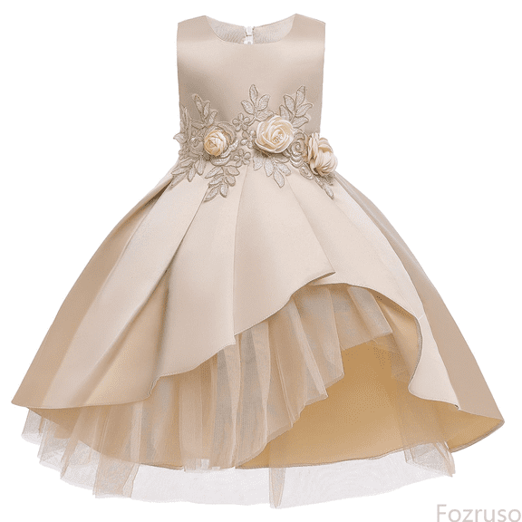 Fozruso Cute Casual Sundress Elegant Girls Sleeveless Dress Vest Gown Girl Performance Tail Party Formal Wear Sizes 2-3 Years