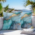 thumbnail image 3 of Throw Pillow Covers 20x20 Inch Set of 2, Marble Teal Waterproof Outdoor Pillow Covers, Modern Ink Painting Abstract Golden Art Decorative Cushion Pillowcases for Couch, Sofa, Bed, Garden, Patio, 3 of 9