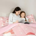 thumbnail image 4 of Manfei Merry Xmas Bedding Comforter Set 7pcs for Kids Children, Christmas Hat Snowman Full Bedding Set, Pink White Snowflake Fitted Sheet Flat Sheet, Ultra Soft Home Decor, 4 of 8