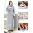 thumbnail image 5 of Robes for Women, LOFIR Womens Hooded Plush Robe Zip up Front Long Fleece Bathobe for Women with Pocket, House Coat Moomoo Nightgowns Loungewear Sleepwear for Elderly Women Gift,  (S/M, Light Gray), 5 of 7