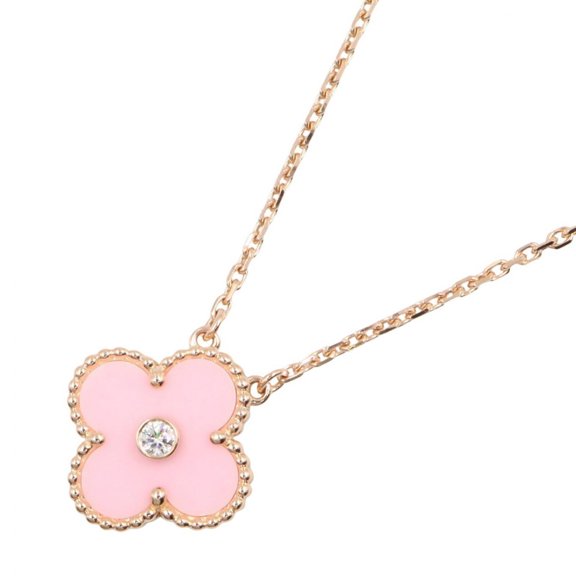 Pre-Owned Van Cleef & Arpels Vintage Alhambra Pink Sable 1PD Necklace - 18KPG (Pink Gold) with...
