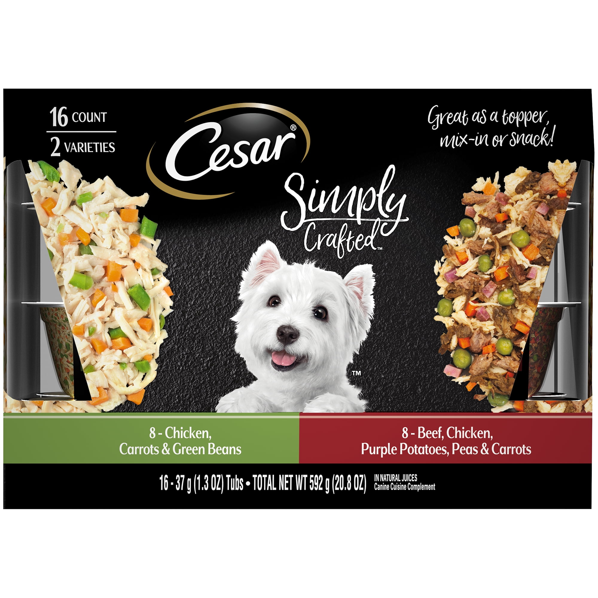 (16 Pack) CESAR SIMPLY CRAFTED Adult Dog Food Meal Topper ...