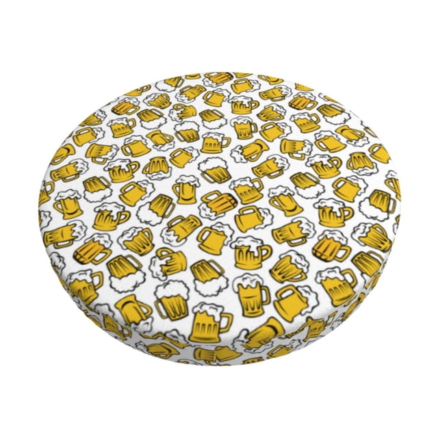 Disketp Beer Funda Redonda para Taburete, Funda de Cojín para Silla de Bar Suave y Elástica-14 inch