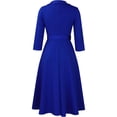 thumbnail image 3 of Women‘s A-Line Dress with Belt, 3/4 Sleeve Flared Dress for Wedding Guest & Office, Semi-Formal Dress, 3 of 7