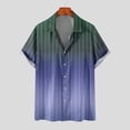 thumbnail image 2 of FRSASU Men's Vintage Bowling Shirts Hawaiian Casual Short Sleeve Button Down Stripe Printed Beach Shirt Summer Gradient Tops Purple, 2 of 5