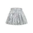 thumbnail image 2 of vastwit Kids Girls Sequins Pleated Skirts High Waist Pleated Skirts for Dance Party Silver 7-8, 2 of 7