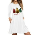 thumbnail image 1 of Robes d'Automne pour Femmes Col Rond Imprimé de Noël Robe à Manches Longues Décontractée Robe Mini Fluide de Vacances avec Poches, 1 of 5