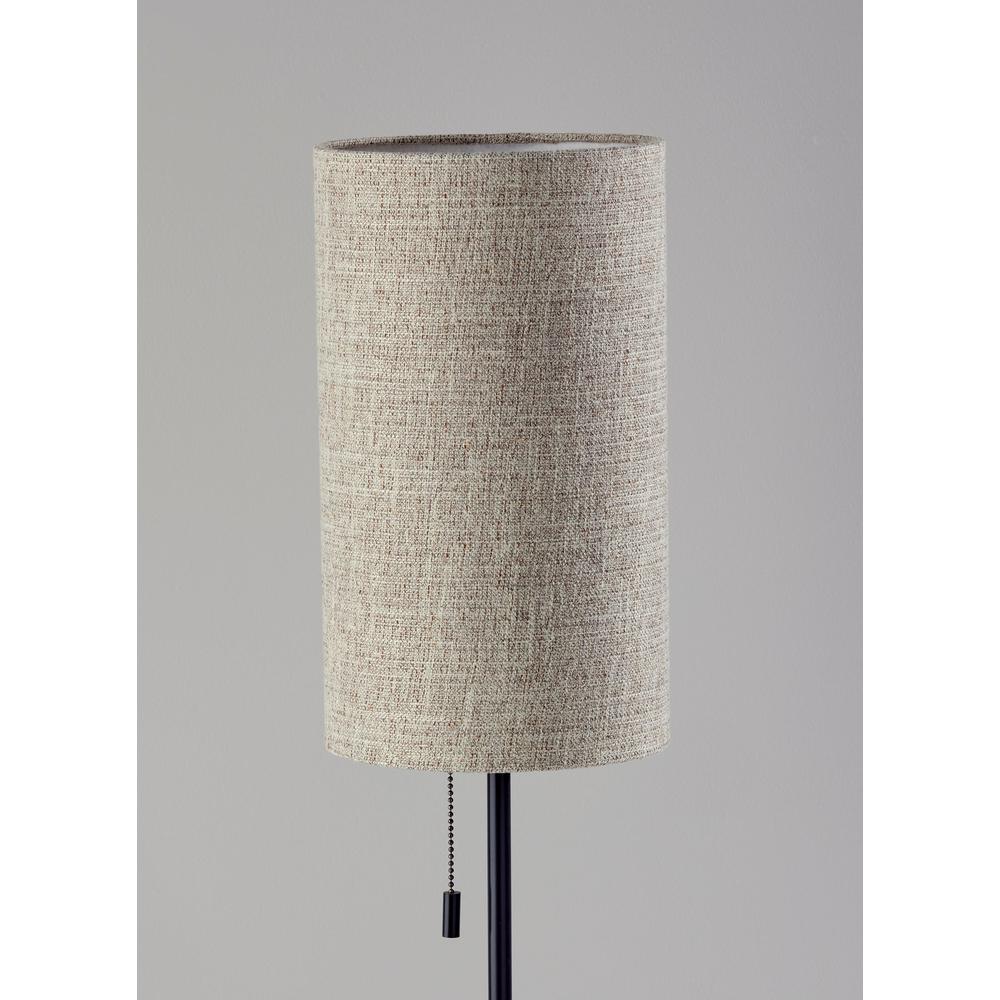 Adesso Trudy Table Lamp, Black, Wood Base, Beige/Brown Textured Fabric Shade
