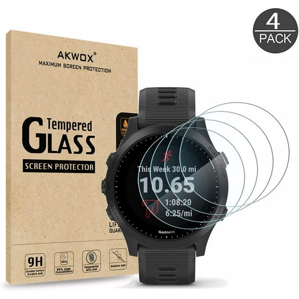 Lot de 4) Protecteur d'écran en verre trempé pour Garmin Forerunner 945,  Akwox [0,3 mm 2,5D haute définition 9H] Premium 