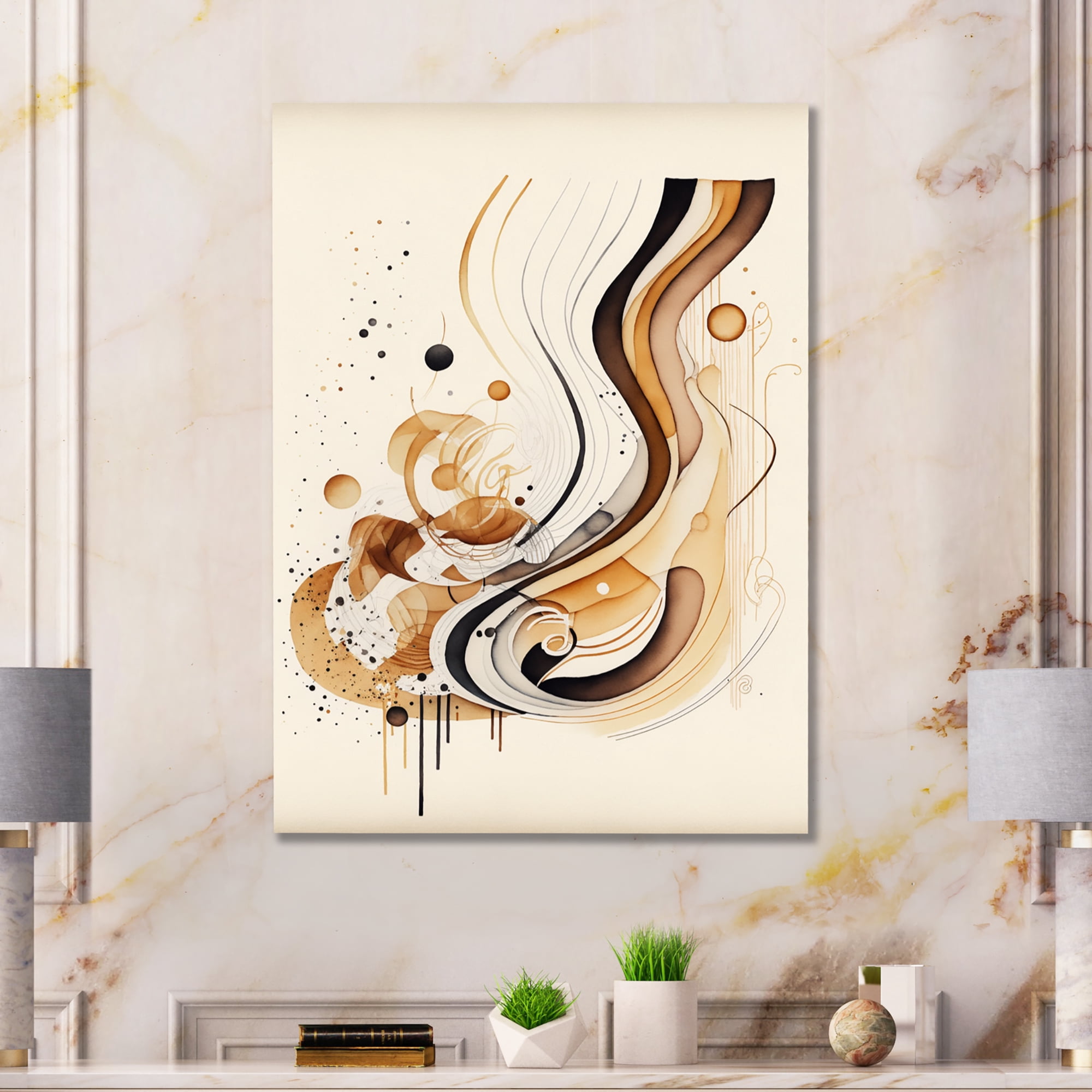 Designart Brown And Black Movement IV Canvas Wall Art