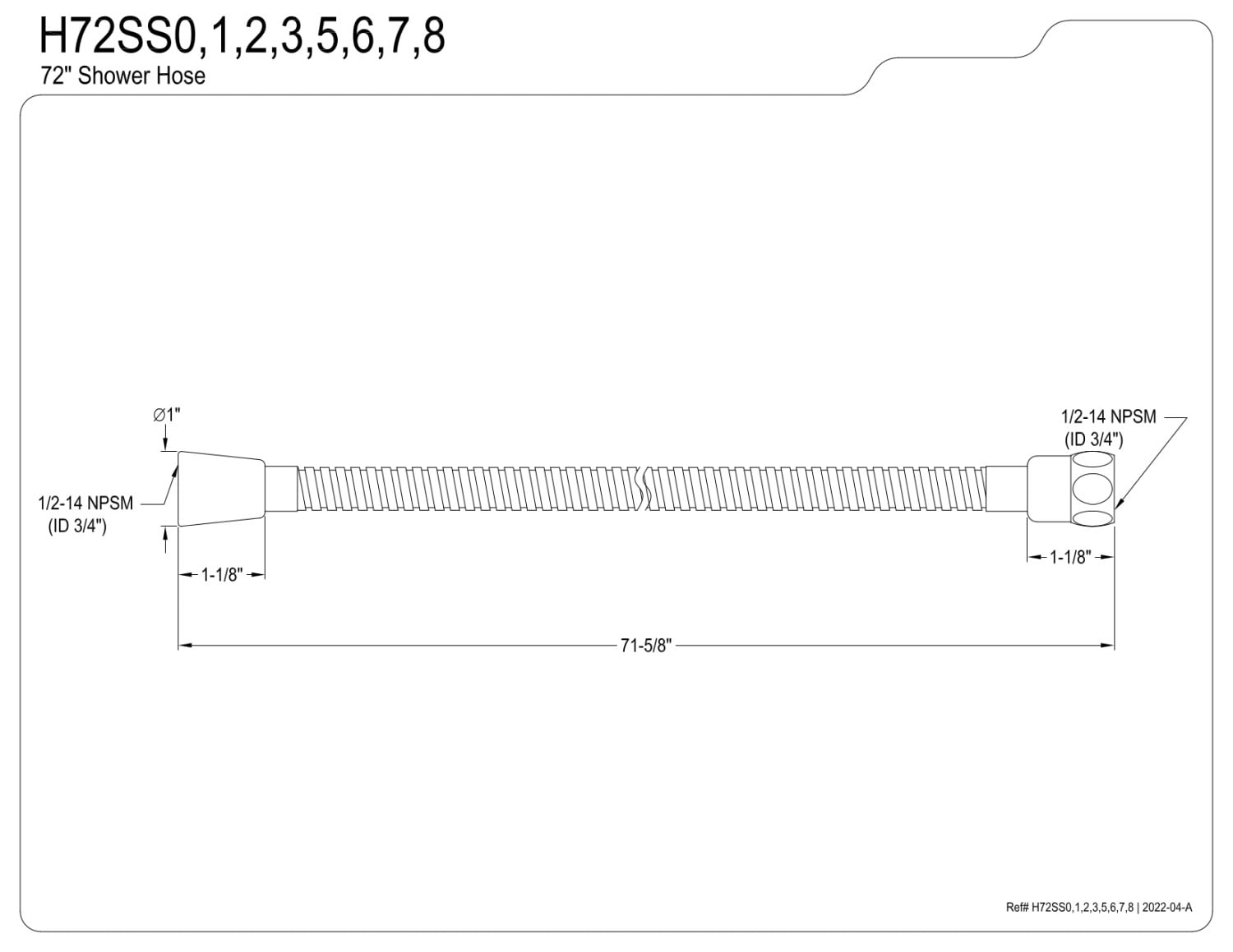 Kingston Brass H72SS8 Complement 72-Inch Stainless Steel Shower Hose, Brushed Nickel