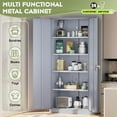 thumbnail image 6 of Crownland 72" Metal Storage Cabinet, Lockable Garage Storage Cabinets, High Office Cabinet with Adjustable Shelves for Garage, Home Office, Pantry, File(Cement Grey), 6 of 15