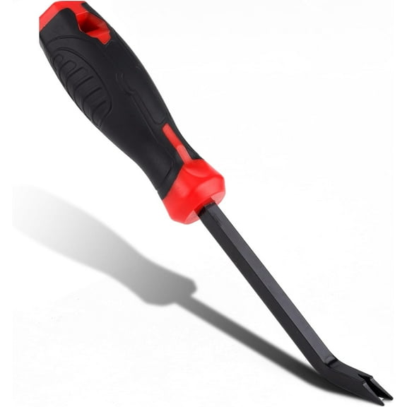 Staple Puller, Black & Red Upholstery Staple Remover Tool Chrome Vanadium Steel Staple Lifter with 30 Degree Bend Ergonomic Design Nail Puller Suitable for Furniture Flooring Wooden Boxes