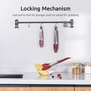 600°F Heat Resistant Kitchen Tongs: U-Taste 7/9/12 inch Silicone Cooking Tong Set with Non Stick Rubber Tips and Silicon Coated 18/8 Stainless Steel Handle for Serving Grilling Salad(Red)