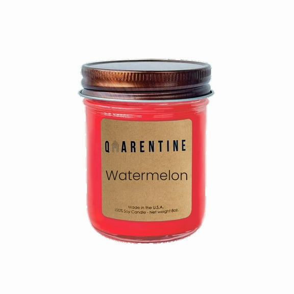 Natural Organic Watermelon Soy Wax Candle, Fresh & Fruity Scent, Aromatherapy & Massage Oil - Quarentine Essentials by Carla Miles