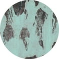 thumbnail image 1 of Ahgly Company Indoor Round Abstract Turquoise Blue Modern Area Rugs, 7' Round, 1 of 4