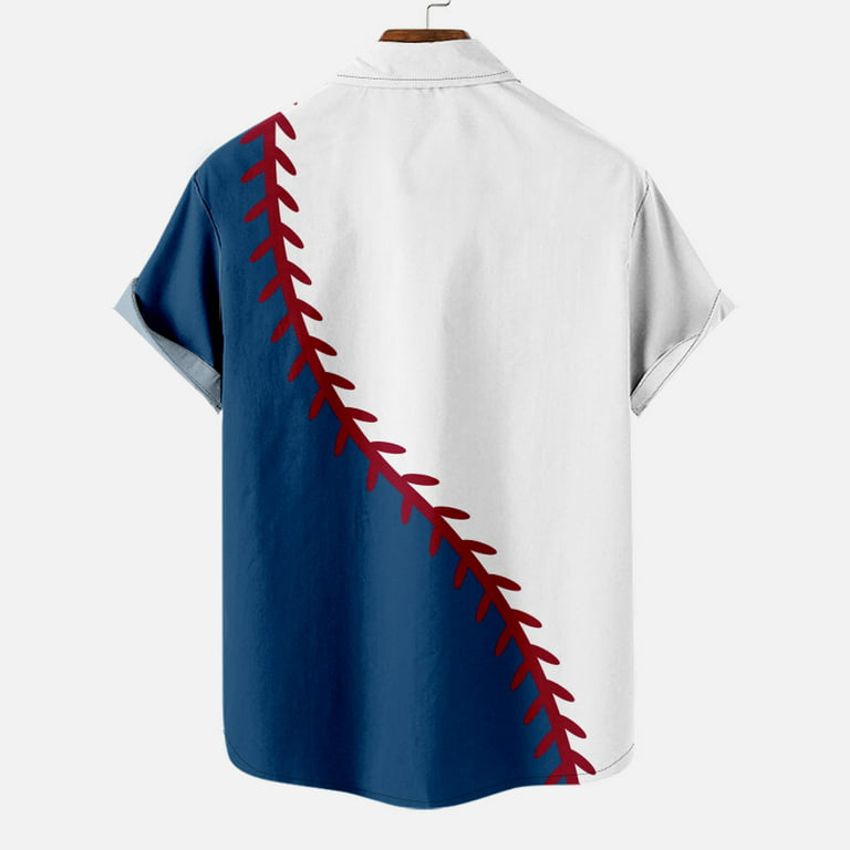 VSSSJ Shirts for Men Oversized Fit Fashion Baseball Print