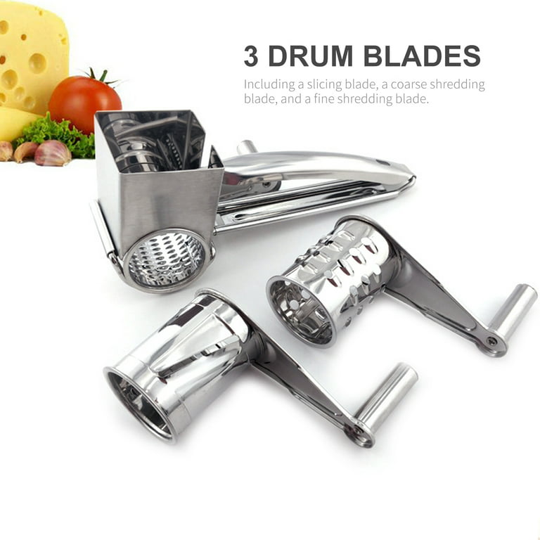 LHS Hand-Cranked Rotary Cheese Grater, Stainless Steel Slicer Shredder,  Multi Kitchen Tool