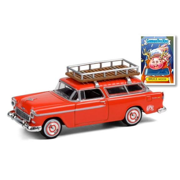 1955 Chevy Nomad with Roof Rack - Bruce Moose, Orange - Greenlight 54050A/48 - 1/64 scale Diecast Model Toy Car