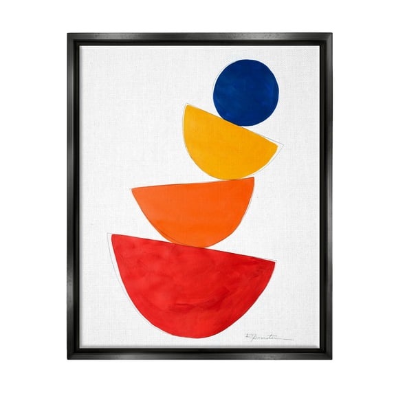 Stupell Industries Tilting Balancing Shapes Abstract Painting Black Floater Framed Canvas Art Print Wall Art, 17 x 21