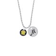 thumbnail image 2 of Delight Jewelry Silvertone Yellow Paw on Black Disc Silvertone Script Initial Disc - M - Charm Necklace, 20"+3", 2 of 4