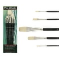 thumbnail image 2 of Creative Mark Pro Stroke Premium White Chungking Hog Bristle Artist Paint Brush -  Flat set of 5 - Natural Bristle Brush w/ Great Control Suitable for Oils, Watercolors, Acrylics, Alkyds, Caseins, 2 of 7