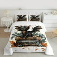 thumbnail image 2 of Manfei Cute Magic Dragon Queen Comforter Set for Kids, Vintage Magical Books Bedding Sets, Botanical Leaves Bedding Comforter Set Ultra Soft Home Decor Reversible 3-Piece, 2 of 8