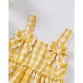 thumbnail image 4 of KIMI BEAR 6 Months Newborn Baby Girl Summer Outfit Set 12 Months Ruffle Sleeveless Off the Shoulder Plaid Top Shorts 2pcs Clothing Yellow, 4 of 9