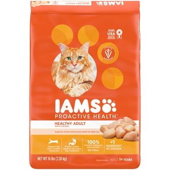 IAMS PROACTIVE  y Adult Dry Cat Food with Chicken, 16 lb. Bag