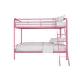 DHP Dusty Twin over Twin Metal Bunk Bed with Secured Ladder, Pink