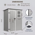 thumbnail image 4 of 5 x 3 ft Resin Outdoor Storage Shed, Lofka Plastic Storage Shed, Heavy Duty Floors, Colorfast, Double Lockable Doors for Garden and Backyard, 4 of 8