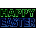 thumbnail image 1 of Happy Easter With Egg 2 LED Neon Sign 13 x 24 - inches, Clear Edge Cut Acrylic Backing, with Dimmer - Bright and Premium built indoor LED Neon Sign for special occasion decor., 1 of 7