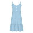 thumbnail image 5 of XuJwPNcy Summer Dresses for Women Loose Button down Sleeveless Dresses Ruffle Tiered Casual Mini Dress, 5 of 7