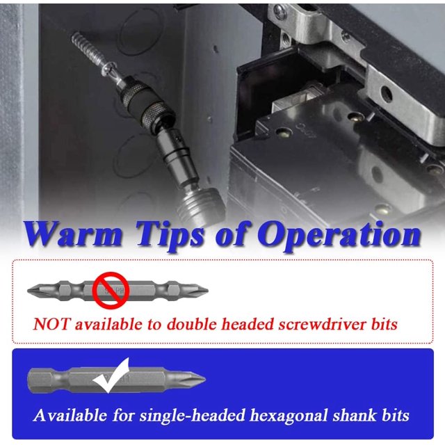 Paquete de 2 brocas magnéticas para destornillador, accesorios de cambio rápido giratorios flexibles de 1/4" para espacios reducidos o esquinas, ángulo ajustable de 0°-20° ZefeiWu 8390606937773