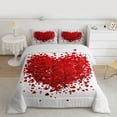 thumbnail image 2 of Homewish 3D Heart Print Queen Comforter Set,Romantic Valentines Day Bedding Sets,Red White Bedding Comforter Set For Men Women,Ultra Soft Home Decor Reversible,3pcs, 2 of 8
